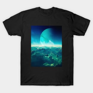 Blue Horizon - Space Collage, Retro Futurism, Sci-Fi T-Shirt